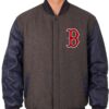 Boston Red Sox Charcoal/Navy Varsity Full-Snap Wool/Leather Jacket