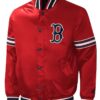 Starter Midfield Boston Red Sox Full-Snap Red Satin Varsity Jacket