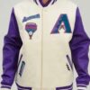 Arizona Diamondbacks Mashup Off White/Purple Varsity Wool/Leather Jacket