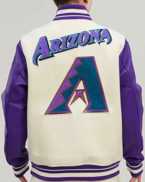 Arizona Diamondbacks Mashup Off White/Purple Varsity Wool/Leather Jacket