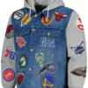 Men’s FISLL Blue/Gray NBA All Teams Full-Button Hoodie Denim Jacket