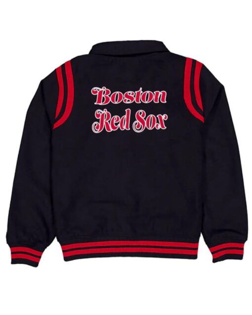 Black Boston Red Sox Sport Night Varsity Teddy Full-Snap Wool Jacket