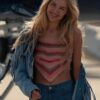 Ainsley Norris Tv Series Landman 2024 Michelle Randolph Blue Denim Fringe Jacket