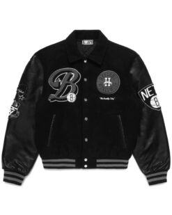 NBA Brooklyn Nets Black Varsity Jacket