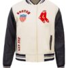 Eggshell/Midnight Navy Boston Red Sox Retro Classic Rib Varsity Wool/Leather Jacket