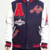 Atlanta Braves Mash Up Navy and White Varsity Jacket