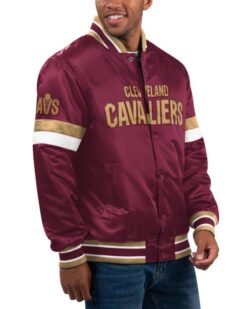 Men’s Starter Wine Cleveland Cavaliers Home Game Satin Full-Snap Varsity Jacket