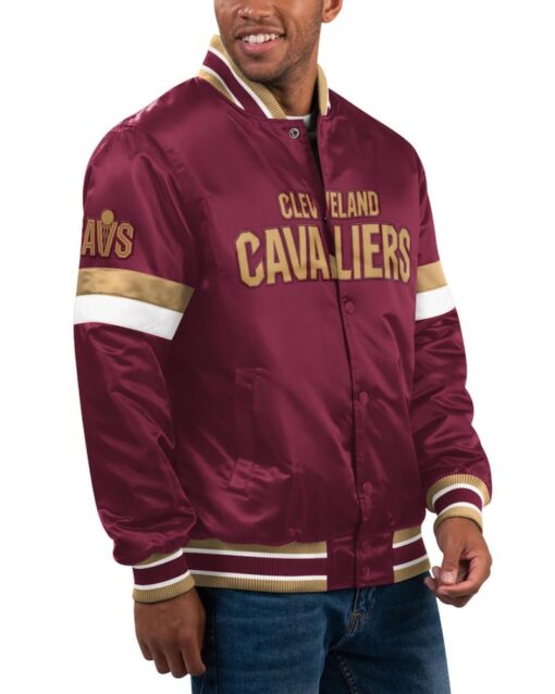 Men’s Starter Wine Cleveland Cavaliers Home Game Satin Full-Snap Varsity Jacket