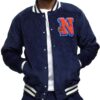 Navy New York Knicks Corduroy Varsity Full-Snap Shearling Jacket