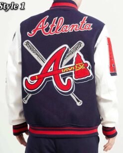 Atlanta Braves Mash Up Navy and White Varsity Jacket