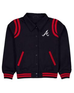 Atlanta Braves Sport Night Full-Snap Varsity Teddy Wool Jacket