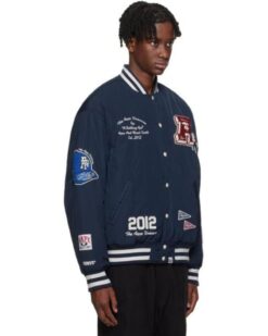 AAPE By A Bathing Ape College Navy Varsity Jacket