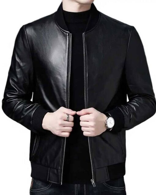 Titans S04 Conner Kent Black Leather Bomber Jacket