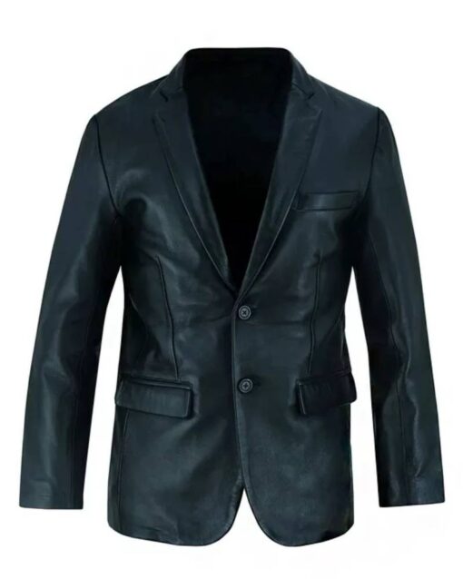 Mens Black Luxurious Leather Blazer