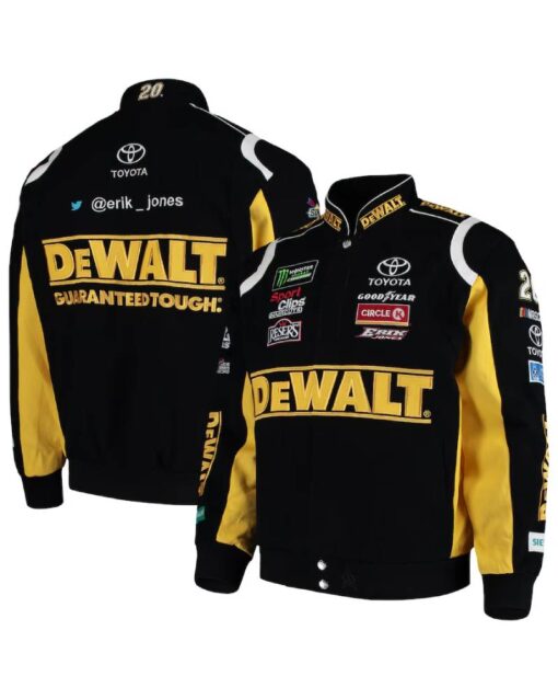 Men’s Erik Jones JH Design Black/Yellow Dewalt Full-Snap Twill Uniform Jacket