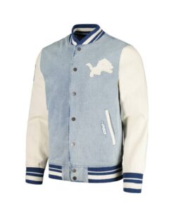 Men’s Pro Standard Denim Detroit Lions Varsity Blues Full-Snap Varsity Jacket