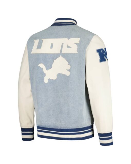 Men’s Pro Standard Denim Detroit Lions Varsity Blues Full-Snap Varsity Jacket