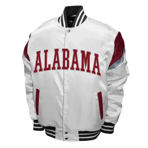 Men Alabama Crimson Tide Power White Satin Jacket Sale