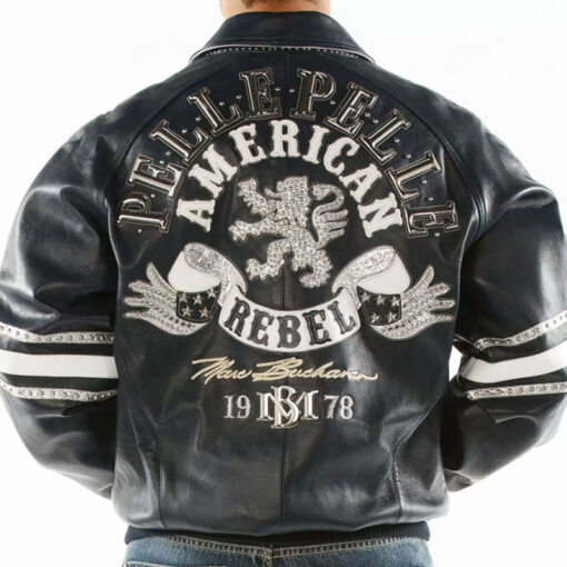 Men American Rebel Pelle Pelle Studded Leather Jacket