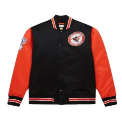 Men Baltimore Orioles Primetime Vintage Logo Satin Black Jacket