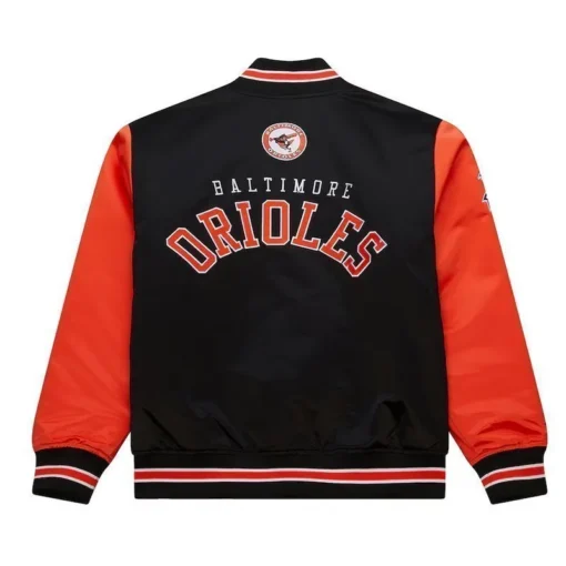 Men Baltimore Orioles Primetime Vintage Logo Satin Black Jacket