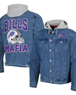 Buffalo Bills Mafia Blue Denim Full-button Hooded Jacket