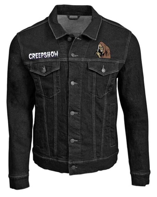 Creepshow Halloween Skull Denim Black Jacket