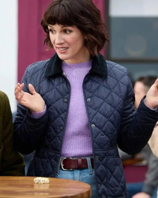 Fiona Love Of The Irish Movie 2025 Shenae Grimes-beech Blue Quilted Jacket