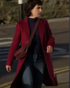 Fiona Love Of The Irish Movie 2025 Shenae Grimes-beech Burgundy Wool Coat