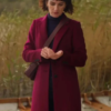 Fiona Love Of The Irish Movie 2025 Shenae Grimes-beech Burgundy Wool Coat