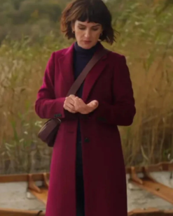 Fiona Love Of The Irish Movie 2025 Shenae Grimes-beech Burgundy Wool Coat