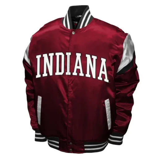 Men Indiana Hoosiers Power Burnt Crimson Satin Red Jacket