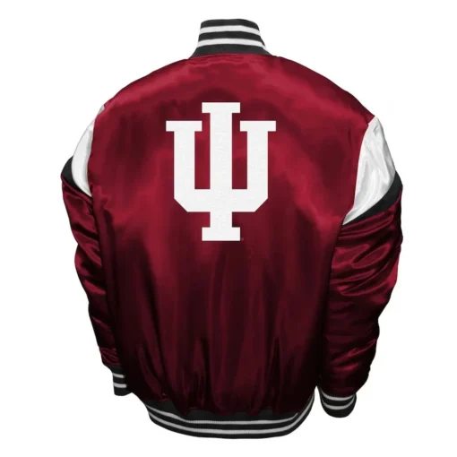 Men Indiana Hoosiers Power Burnt Crimson Satin Red Jacket