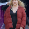 Lainy Newton Kinda Pregnant Movie 2025 Amy Schumer Red Puffer Hooded Jacket