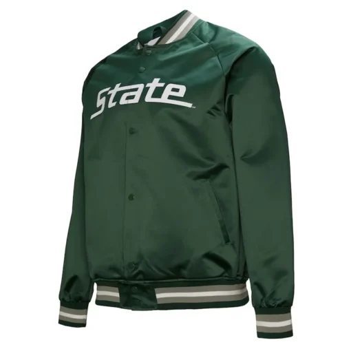 Men Michigan State Spartans Lightweight Current Logo Green Satin Jacket Sale