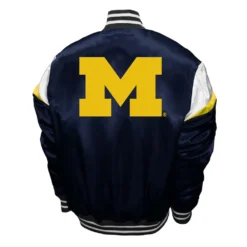 Men Michigan Wolverines Power Navy Blue Satin Jacket Sale