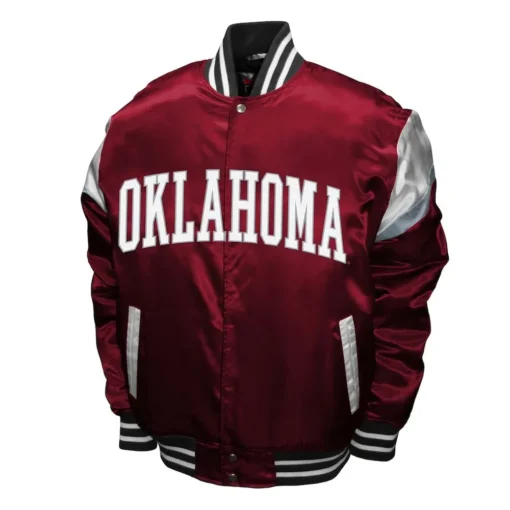 Men Oklahoma Sooners Power Crimson Satin Red Jacket