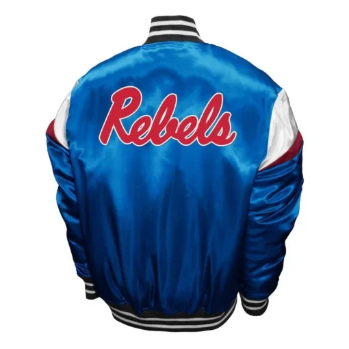 Men Ole Miss Rebels Power Powder Blue Satin Jacket Sale