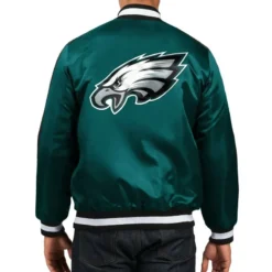 Men Philadelphia Eagles O-Line Green Satin Jacket Sale