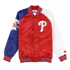 Men Philadelphia Phillies Hometown Varsity Satin Red Jacket