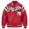 Men's Encrusted Varsity Plush Leathe Jacket