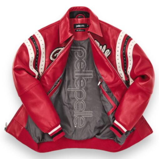 Men's Encrusted Varsity Plush Leathe Jacket