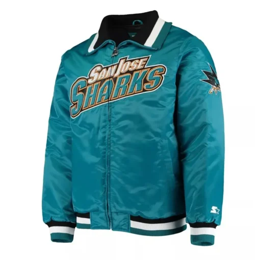 Men San Jose Sharks The Captain II Varsity Satin Green Jacket