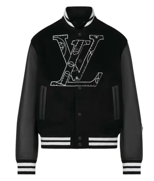 Men NBA Louis Vuitton Varsity Black Jacket